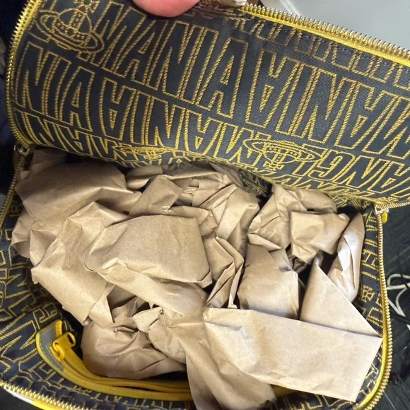 Vivienne Westwood Yellow Backpack with Gray Polka Dot Print - Picture 3 of 4